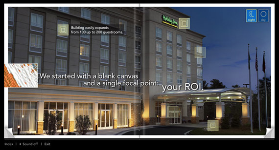 Holiday Inn eBooklet: animated rollover information; openGL based transitions; ambient sound effects