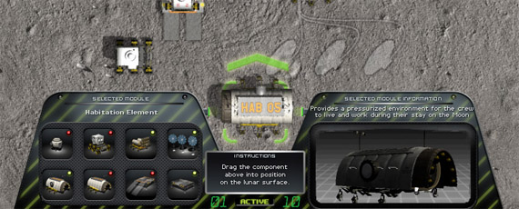 Each player has a control panel for selecting and viewing base components