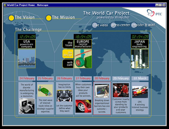 Web development for global event web site. This site was updated daily during the course of a week-long event, tracking the progress of an engineering team spread across three continents.